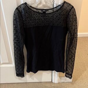 H&M Black Sheer Polka Dot Blouse